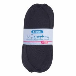 Hot Sale β€οΈ Patons Black 100% Cotton 4 Ply Yarn 100g β€οΈ