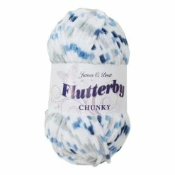 Promo π₯° James C Brett White Blue Multi Flutterby Chunky Yarn 100 G π