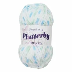 New ???? James C Brett White Blue Mint Flutterby Chunky Yarn 100 G ????