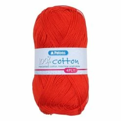 Brand new ❤️ Patons Tomato 100% Cotton 4 Ply 100g 😉